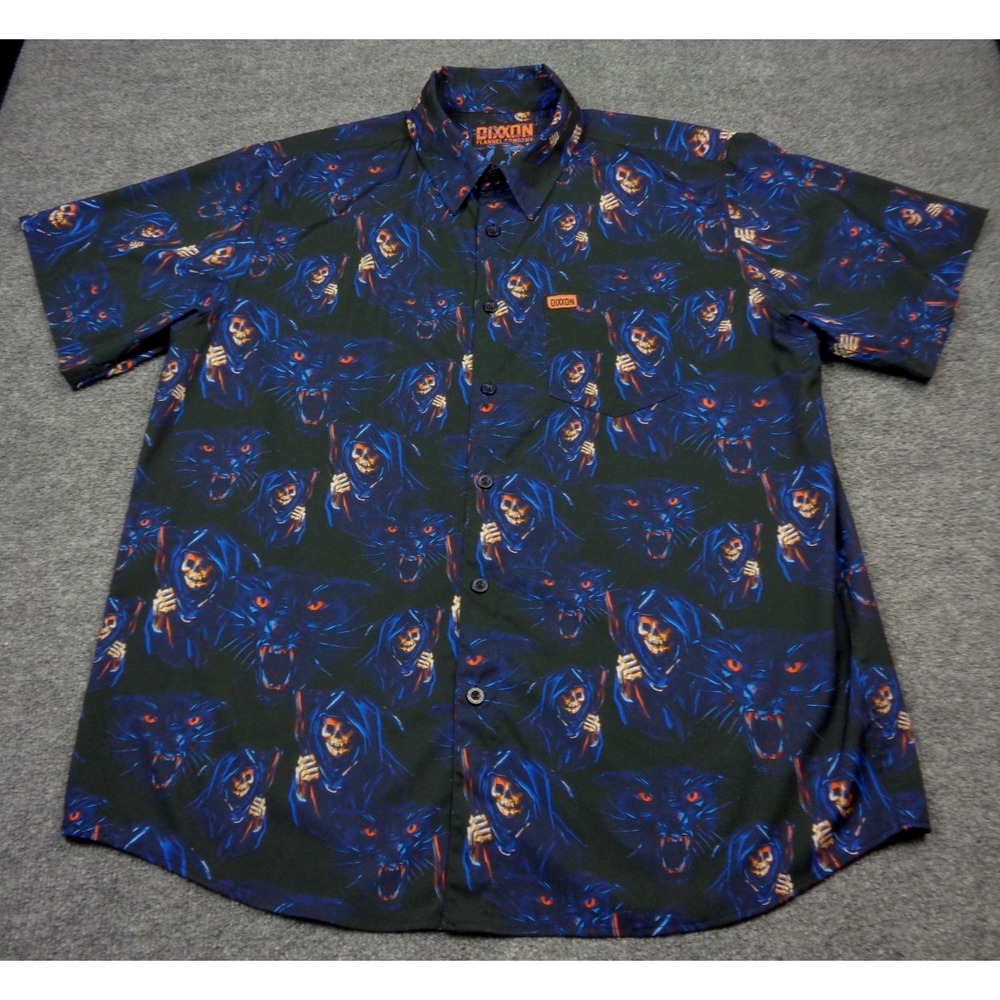 Dixxon Dixon Flannel Company Shirt Mens XL Black Sex Panther Reaper Graphic